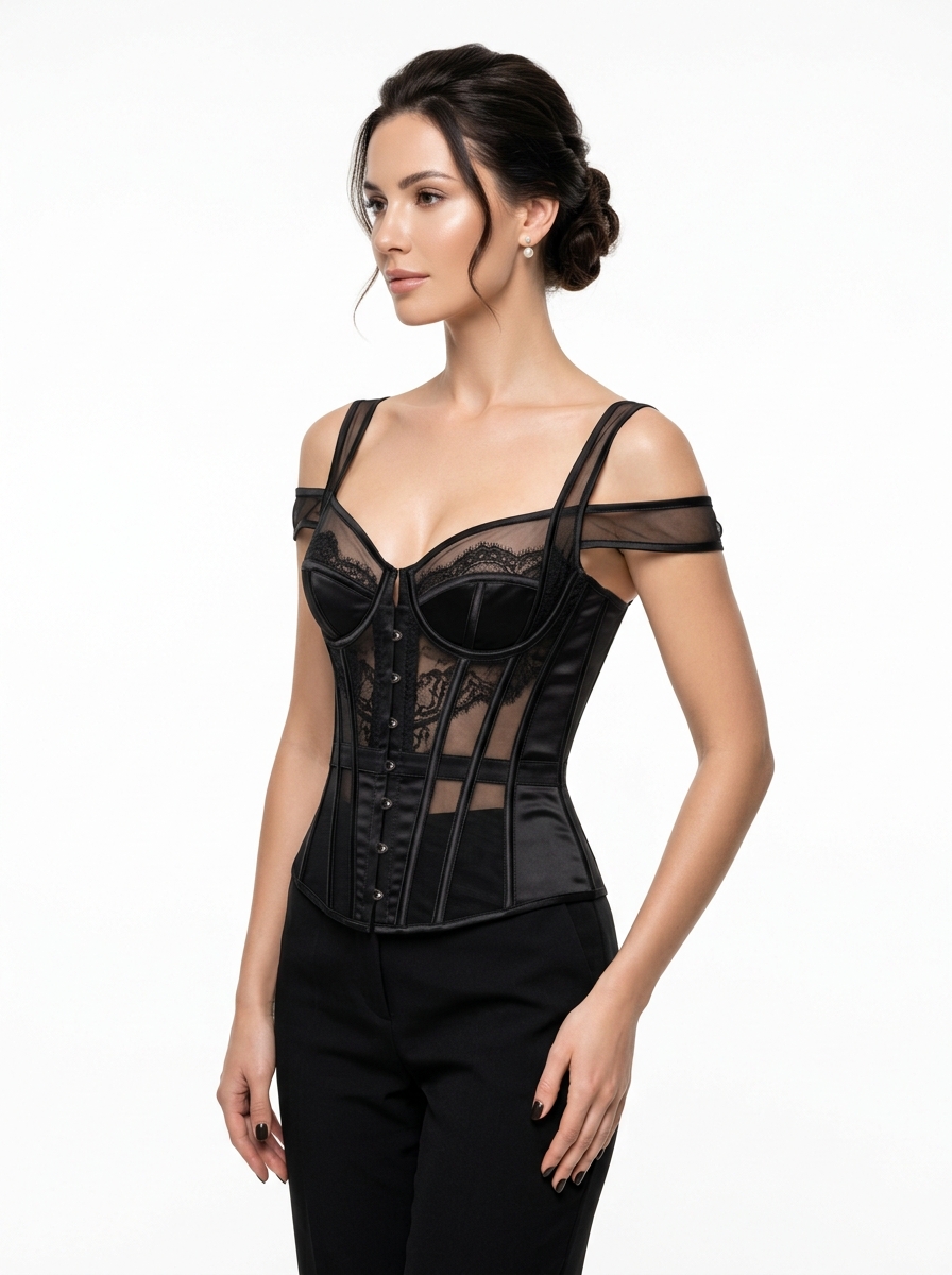 Promised Sheer Lace Boned Bustier Corset (alternate view)