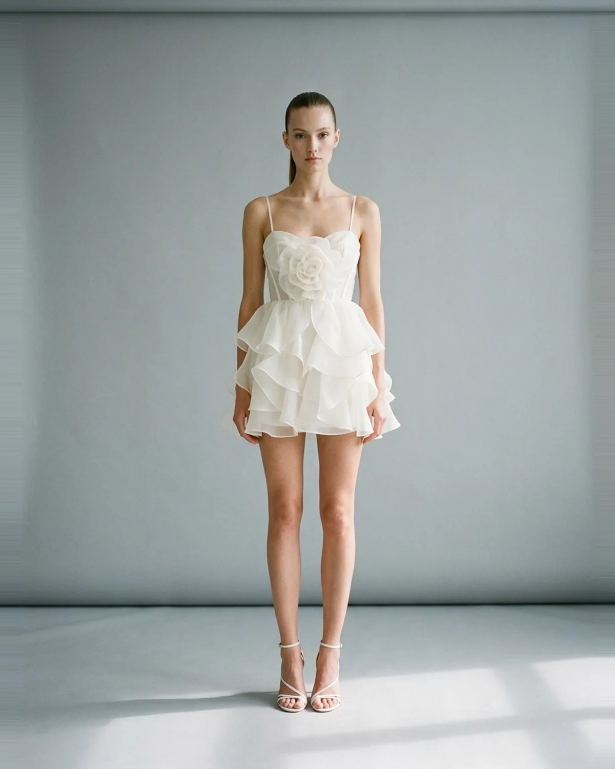 Ivory Tiered Organza Petal Dress